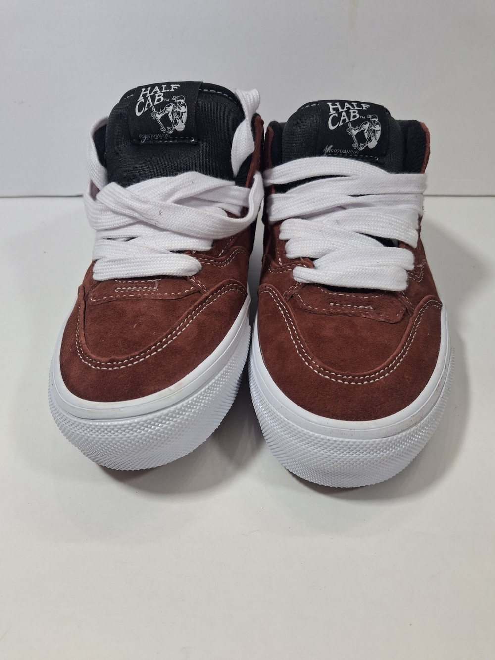 Vans Half Cab Burgundy Suede Sneakers with White Laces